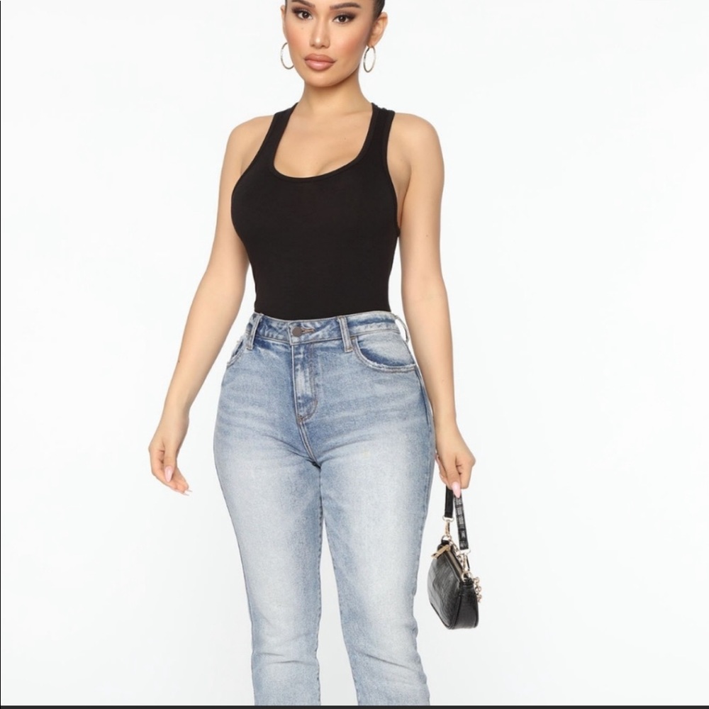 FASHION NOVA black racerback bodysuit size L